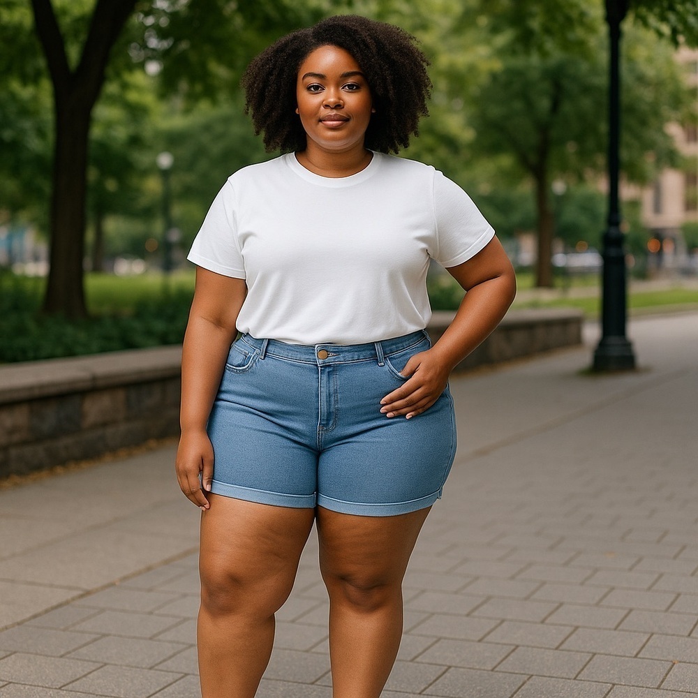 CATO | Plus Size Herringbone Denim Shorts Light Wash Various Sizes